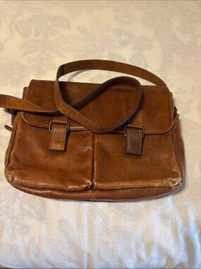 HIDESIGN Brown Leather Messenger Bag with Front Pockets